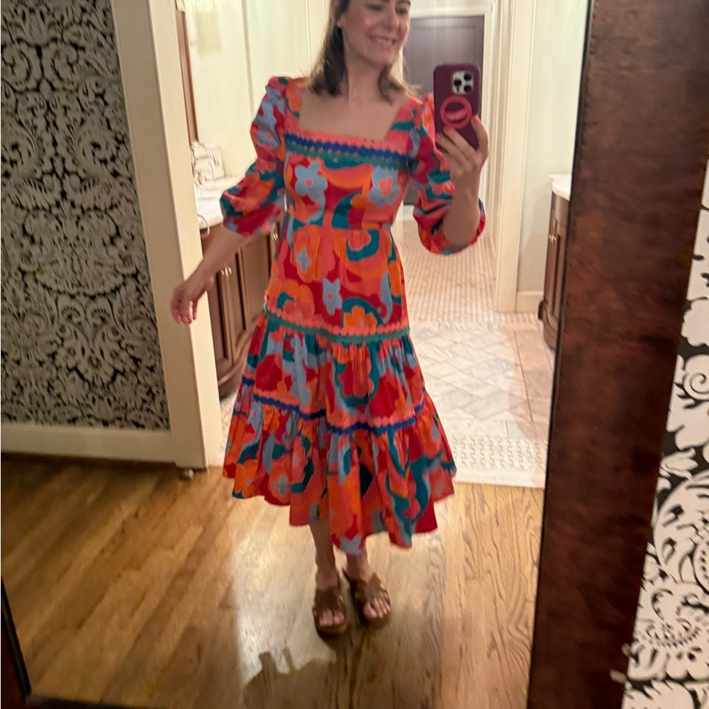 Floral Puff Sleeve Midi Dress
